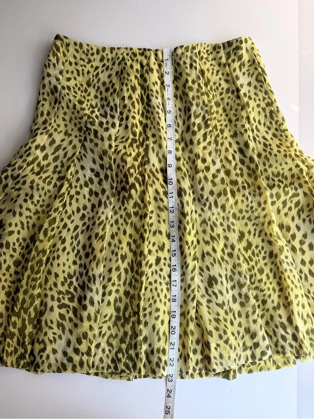 2/$40 Carlisle Silk Leopard Print A-Line Women's Skirt - Yellow/Lime green - Picture 8 of 9